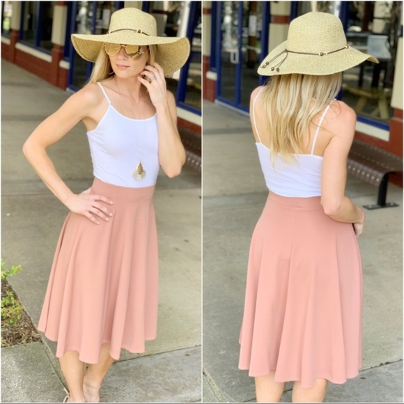 LAST ONE! Blush A-line Midi Skirt - Picture 4 of 5